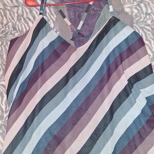 torrid Striped V-Neck Tank Top in Lavender, Dusty Blue, Slate, Black